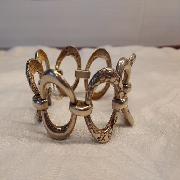 Original 1940's Mexico .925 Oval Linked Bracelet Signed JR - Picture 2 of 14